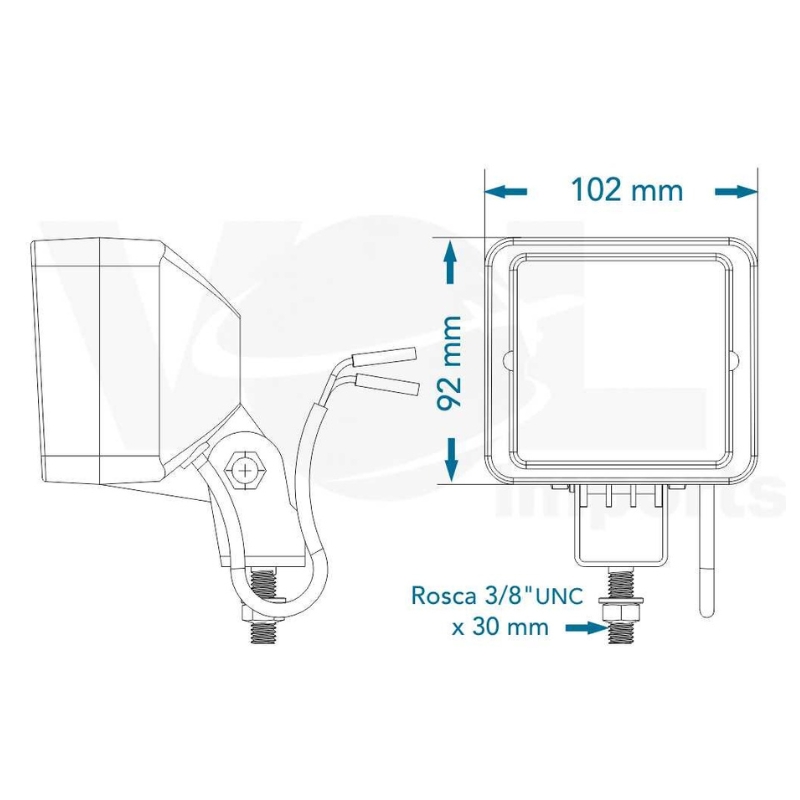 Imagem 3 do produto FAROL QUADRADO 24V COM FIO - VOLVO CE